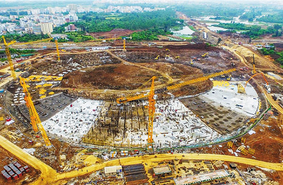 海口五源河体育场雏形初现-新华网海南频道